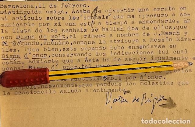 Postales: ANTIGUA TARJETA POSTAL, MARTIN RIQUER A LOPEZ SERRANO. - Foto 2