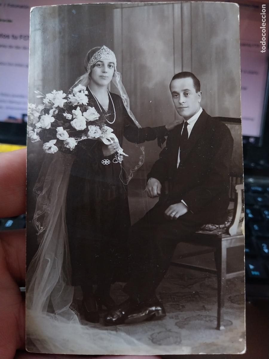 Postales: BODA NOVIOS TRAJE NEGRO ART DECO DORSO POSTAL