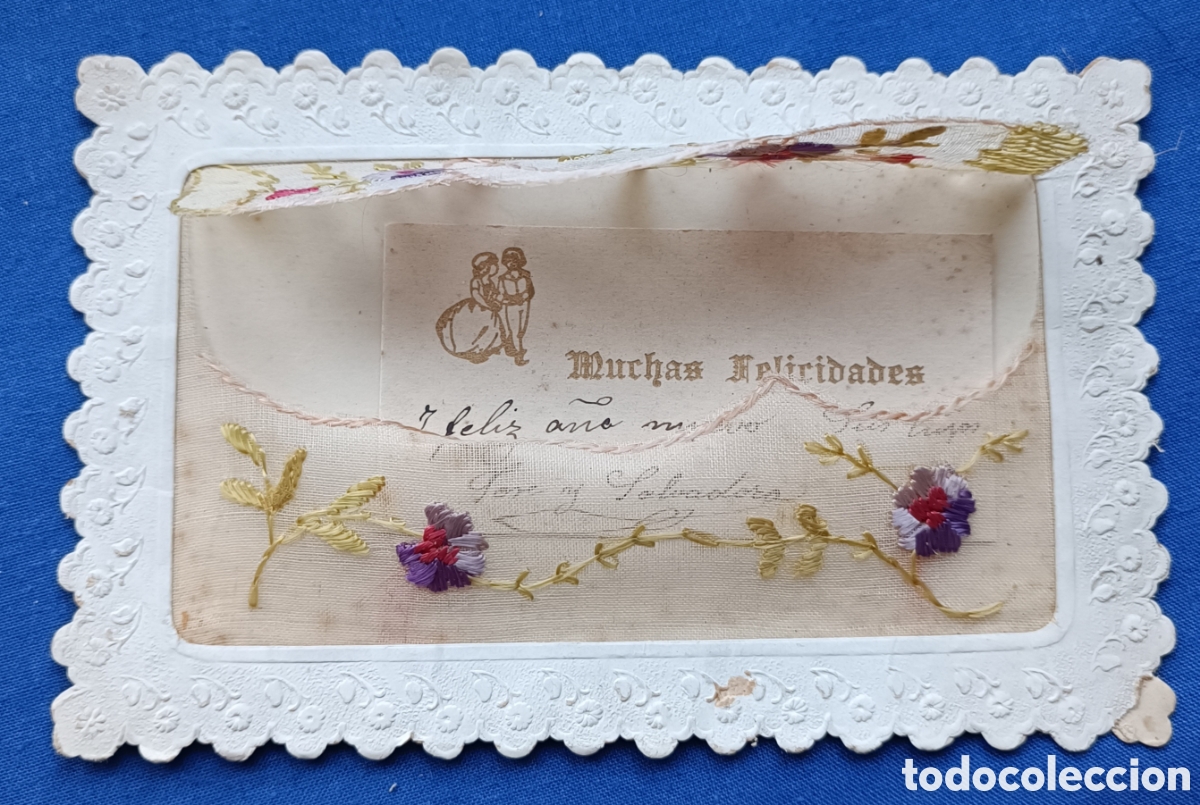 Postales: RARA POSTAL TROQUELADA CON TUL BORDADO CEK PARIS - Foto 2
