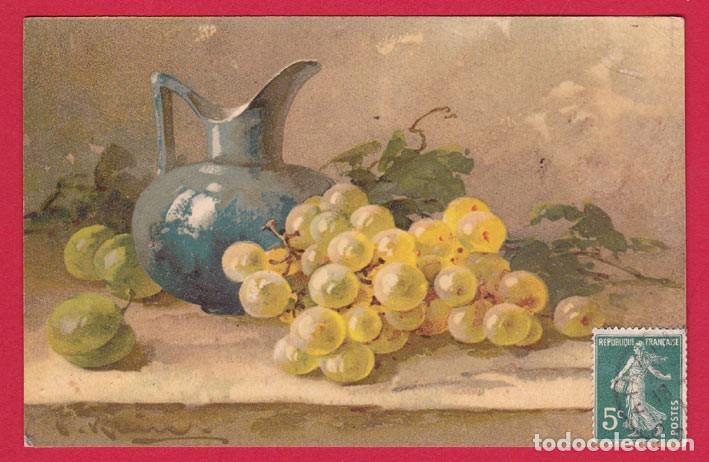 Postales: A61 BODEGON JARRA VERDE UVA Y CIRUELOS - Foto 1