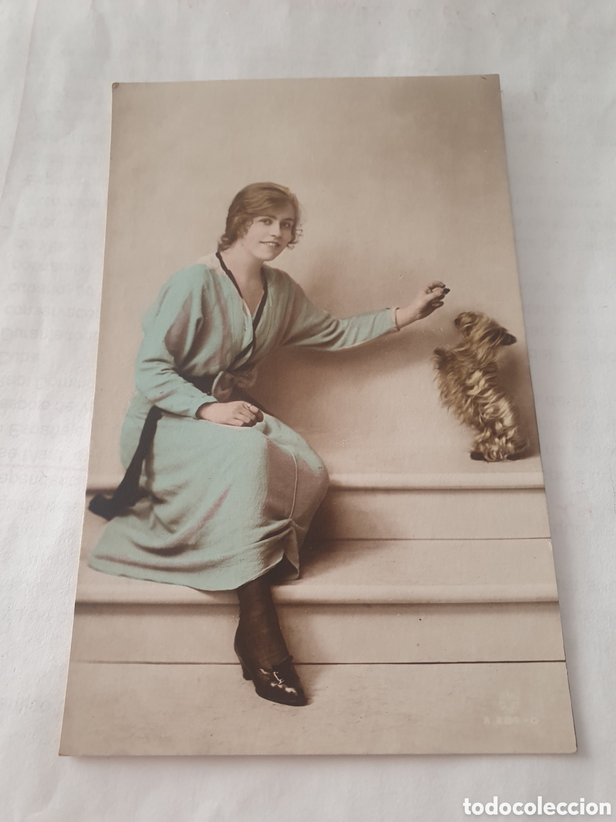 Postales: Postal coloreada mujer con perro. (L85) - Foto 1