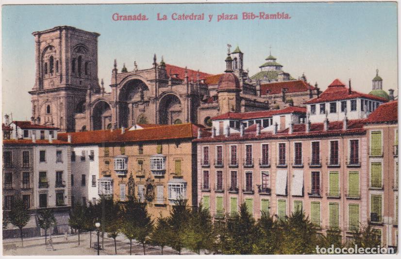 Postales: Granada. La Catedral y Plaza Bib-Rambla. Purger & Co. Munich - Foto 1