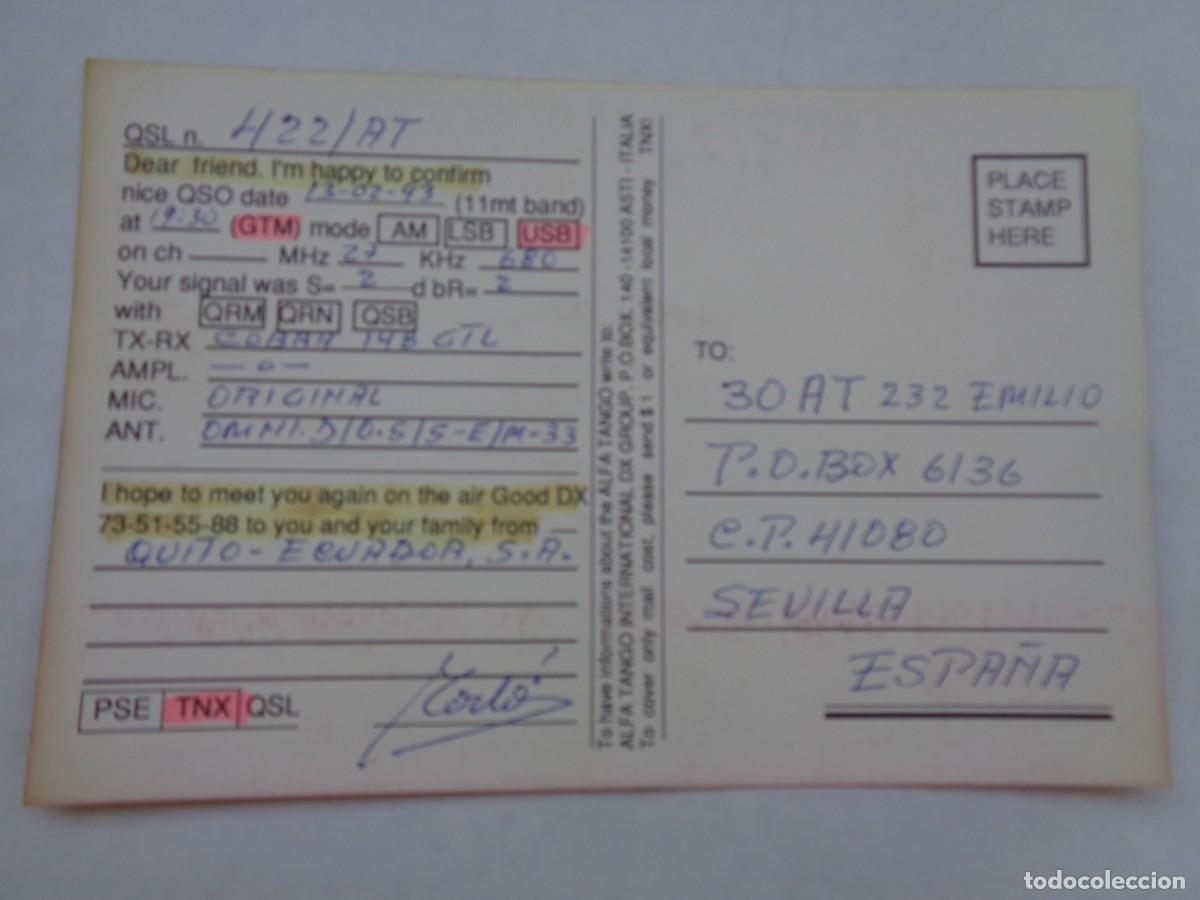 Postales: POSTAL DE RADIOAFICIONADO DE ECUADOR - Foto 2