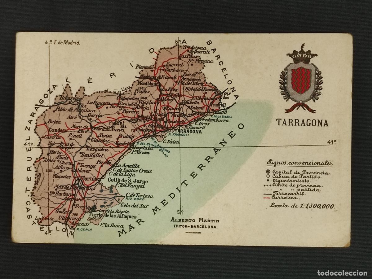 Postales: POSTAL - MAPA DE TARRAGONA - ALBERTO MARTIN - BARCELONA - - Foto 1