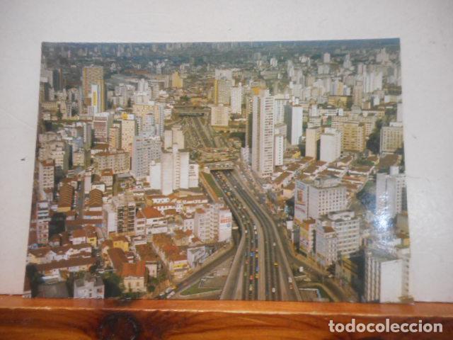 Cartoline: BONITA POSTAL. CIRCULADA. S&Atilde;O PAULO. BRASIL TUR&Iacute;STICO. VISRA A&Eacute;REA- ELEVADO COSTA E SILVA