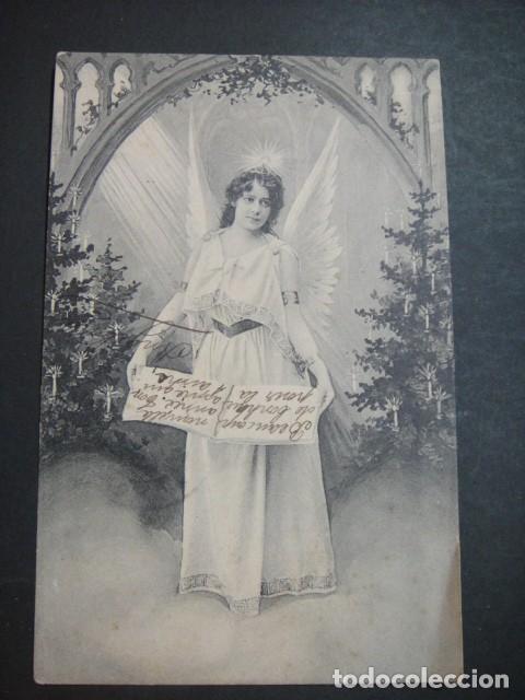 Postales: figura de angel - postal circulada en 1902 - editor e.s.d. - sin dividir