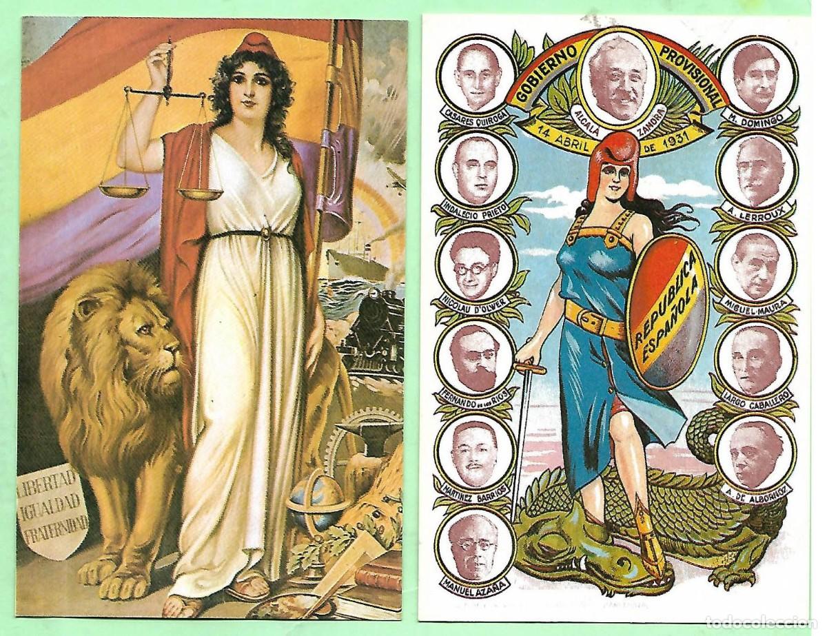 Postales: 2 tarjetas postales de la ll rep&uacute;blica- sin utilizar - Foto 1