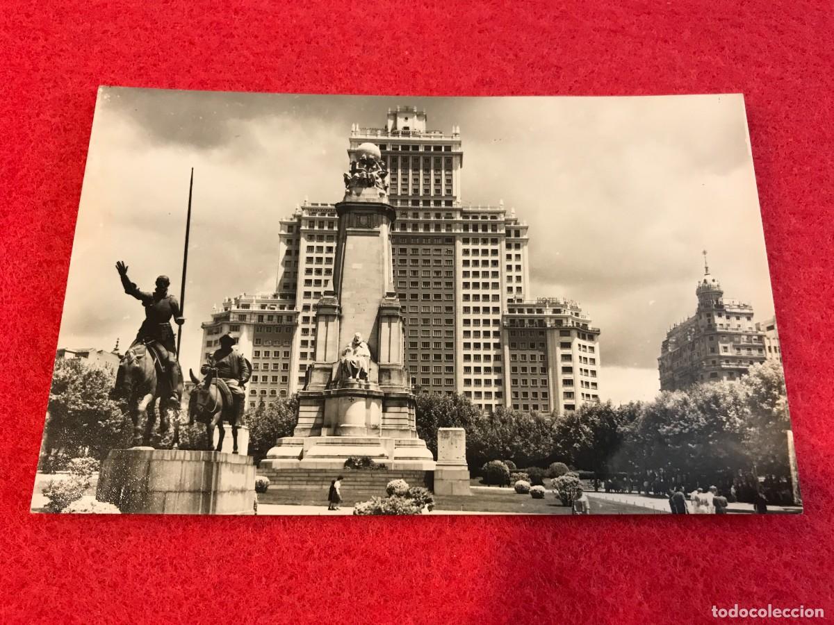 Postales: POSTAL. MADRID. MONUMENTO A CERVANTES Y EDIFICIO ESPA&Ntilde;A.... (POSTAL ESCRITA) 14 X 9CM - Foto 1