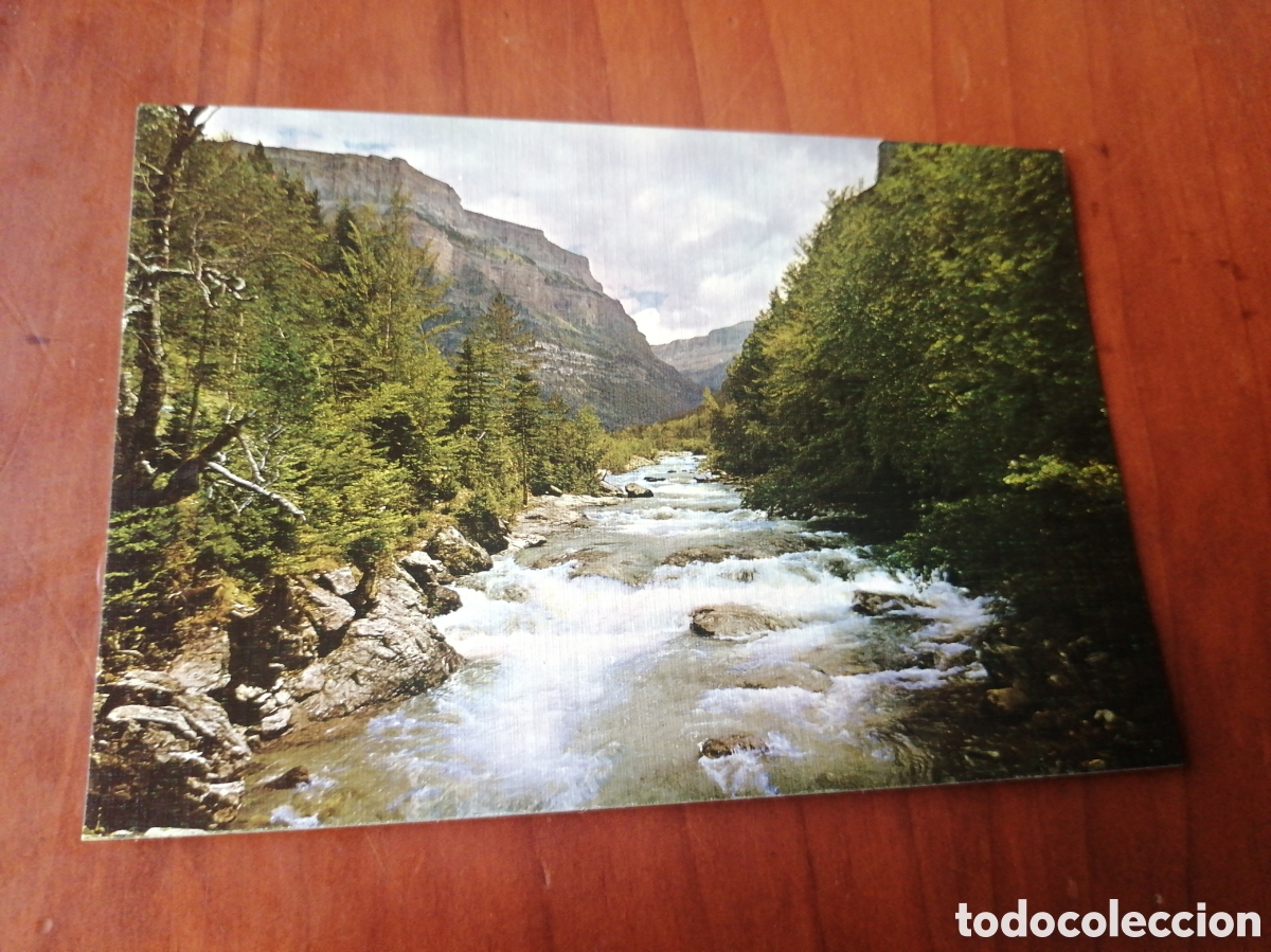 Postais: POSTAL N &ordm; 42 PARQUE NACIONAL DE ORDESA PIRINEO ARAGONES RIO ARAZAS DESDE EL PUENTE DE BRIET
