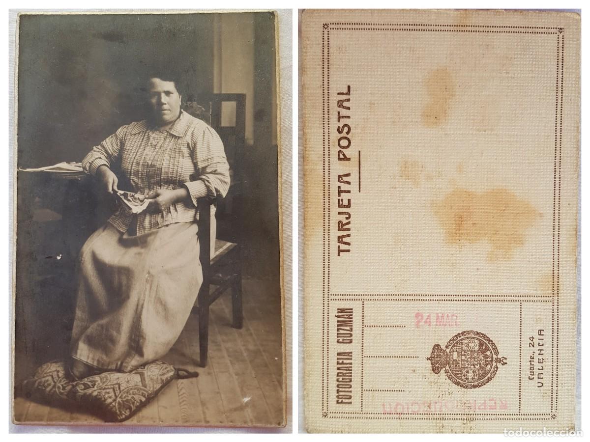Postales: Antigua postal: Se&ntilde;ora con abanico. (Valencia) - Foto 1