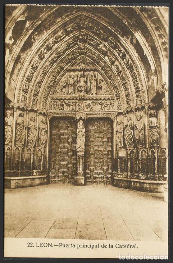 Postales: Le&oacute;n. LEON. Catedral. Puerta de Nuestra Se&ntilde;ora de la Blanca. - Foto 1