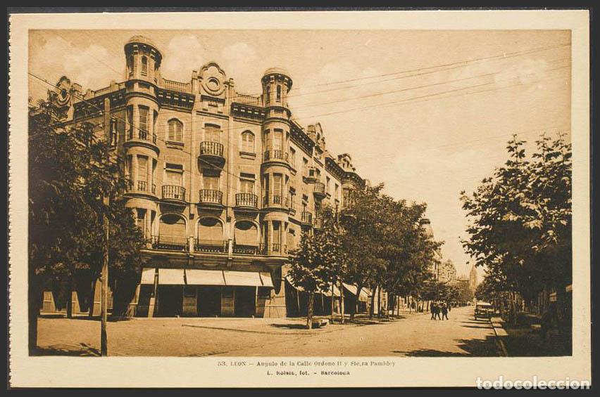 Postales: Le&oacute;n. LEON. Angulo de la calle Ordo&ntilde;o II y Sierra Pambley. - Foto 1