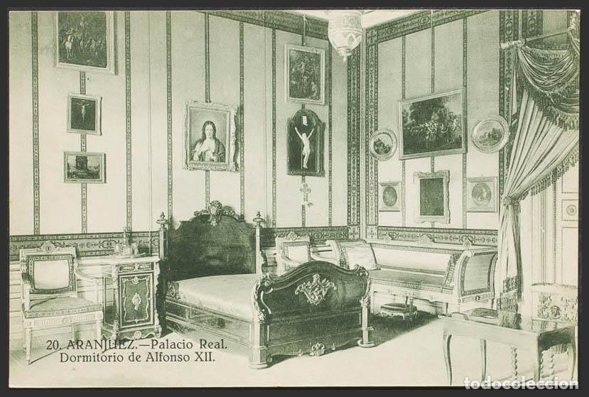 Postales: Madrid. ARANJUEZ. Palacio Real. Dormitorio del Rey. - Foto 1