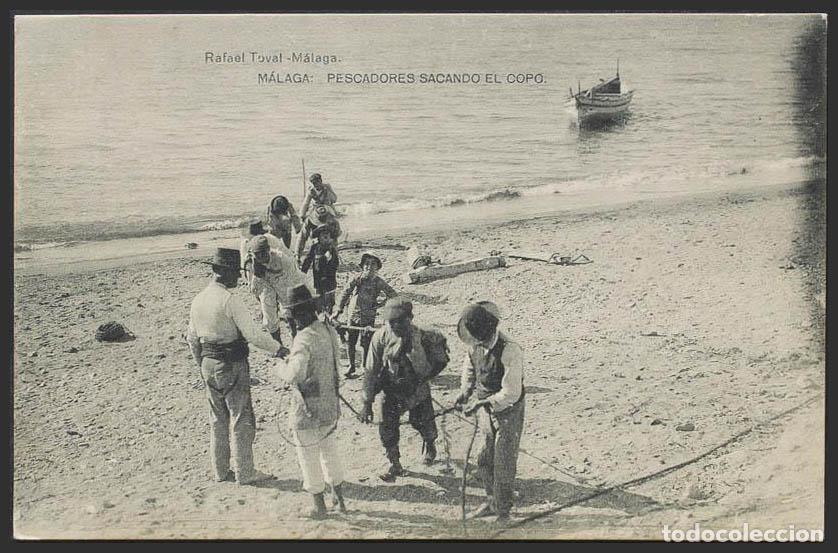 Postales: M&aacute;laga. MALAGA. Pescadores sacando el Copo. - Foto 1