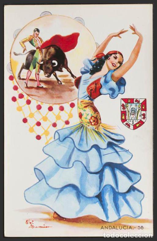 Postales: Otros Apartados. ANDALUCIA. Trajes regionales. Elsi Gumier. N&ordm; 58