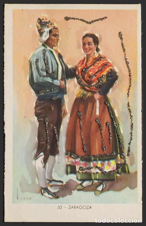 Postales: Zaragoza. Trajes t&iacute;picos espa&ntilde;oles. - Foto 1