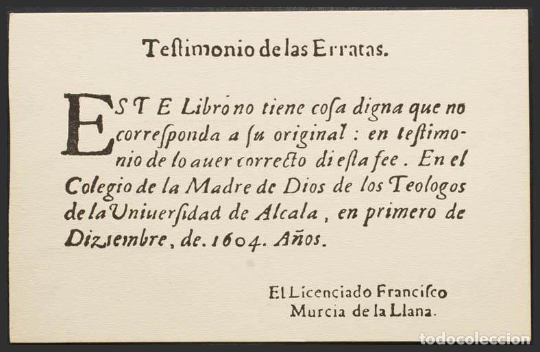 Postales: Otros Apartados. Don Quijote. Testimonio de las Erratas.