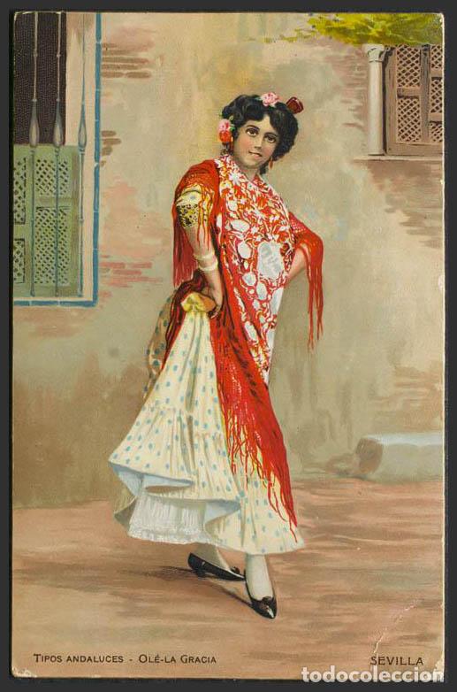 Postales: Sevilla. Tipos andaluces. Ol&eacute; la gracia. - Foto 1