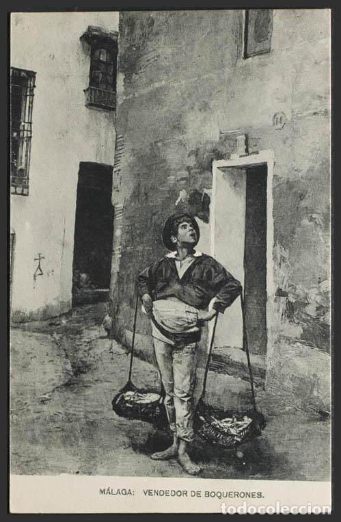 Postales: M&aacute;laga. Vendedor de boquerones. - Foto 1