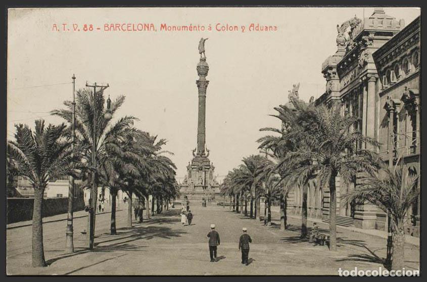 Postales: Barcelona. BARCELONA. Monumento a Col&oacute;n y la Aduana. - Foto 1