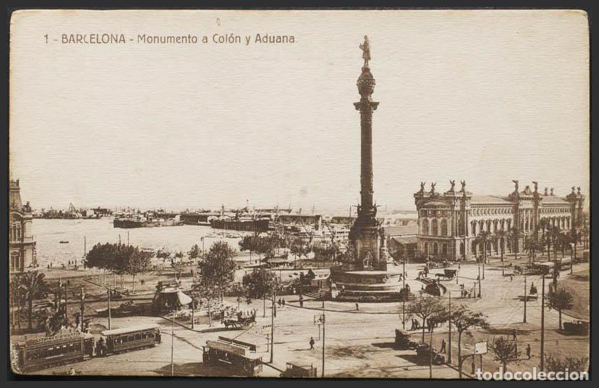 Postales: Barcelona. BARCELONA. Monumento a Col&oacute;n y la Aduana. - Foto 1
