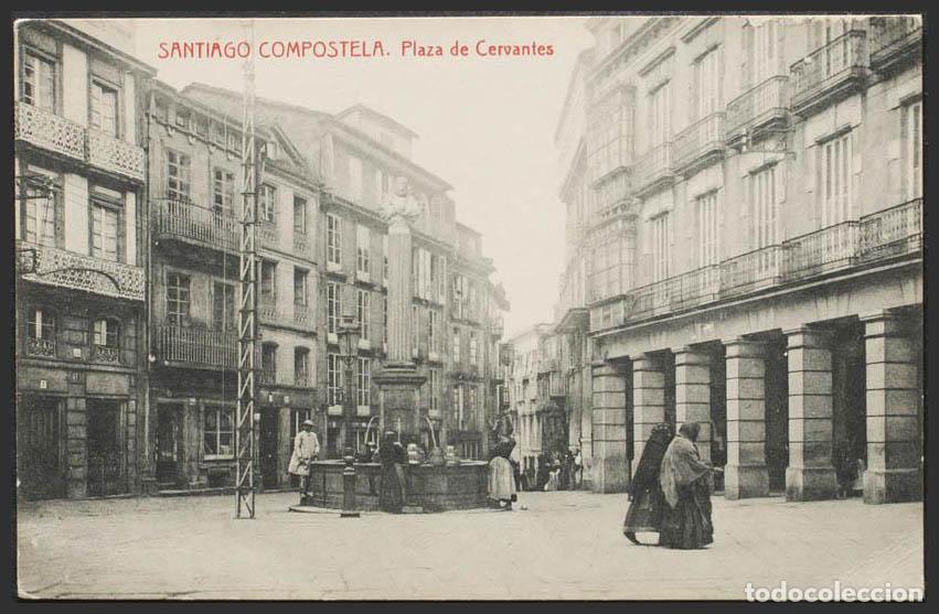 Postales: Coru&ntilde;a. SANTIAGO DE COMPOSTELA. Plaza de Cervantes.