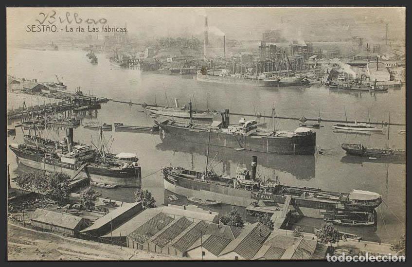 Postales: Vizcaya. SESTAO. La r&iacute;a. Las f&aacute;bricas. - Foto 1