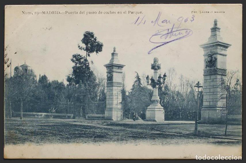 Postales: Madrid. MADRID. Puerta del paseo de coches en el Parque. - Foto 1