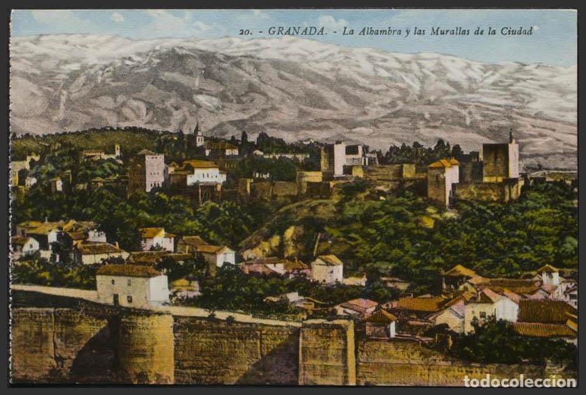 Postales: Granada. GRANADA. La Alhambra y las Murallas de la Ciudad. - Foto 1