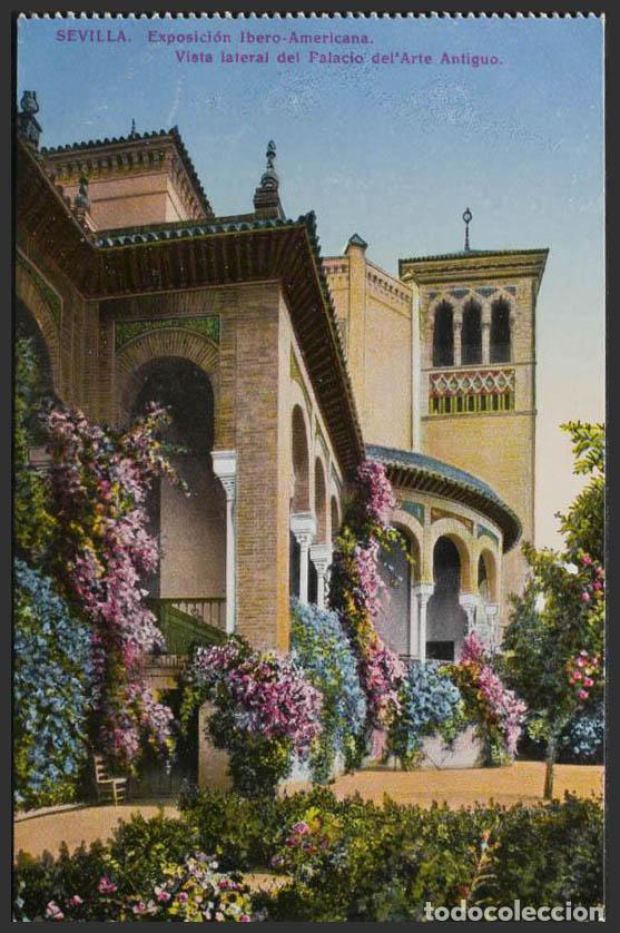 Postcards: Sevilla. SEVILLA. Exposici&oacute;n Ibero Americana. Vista lateral del Palacio del Arte Antiguo.