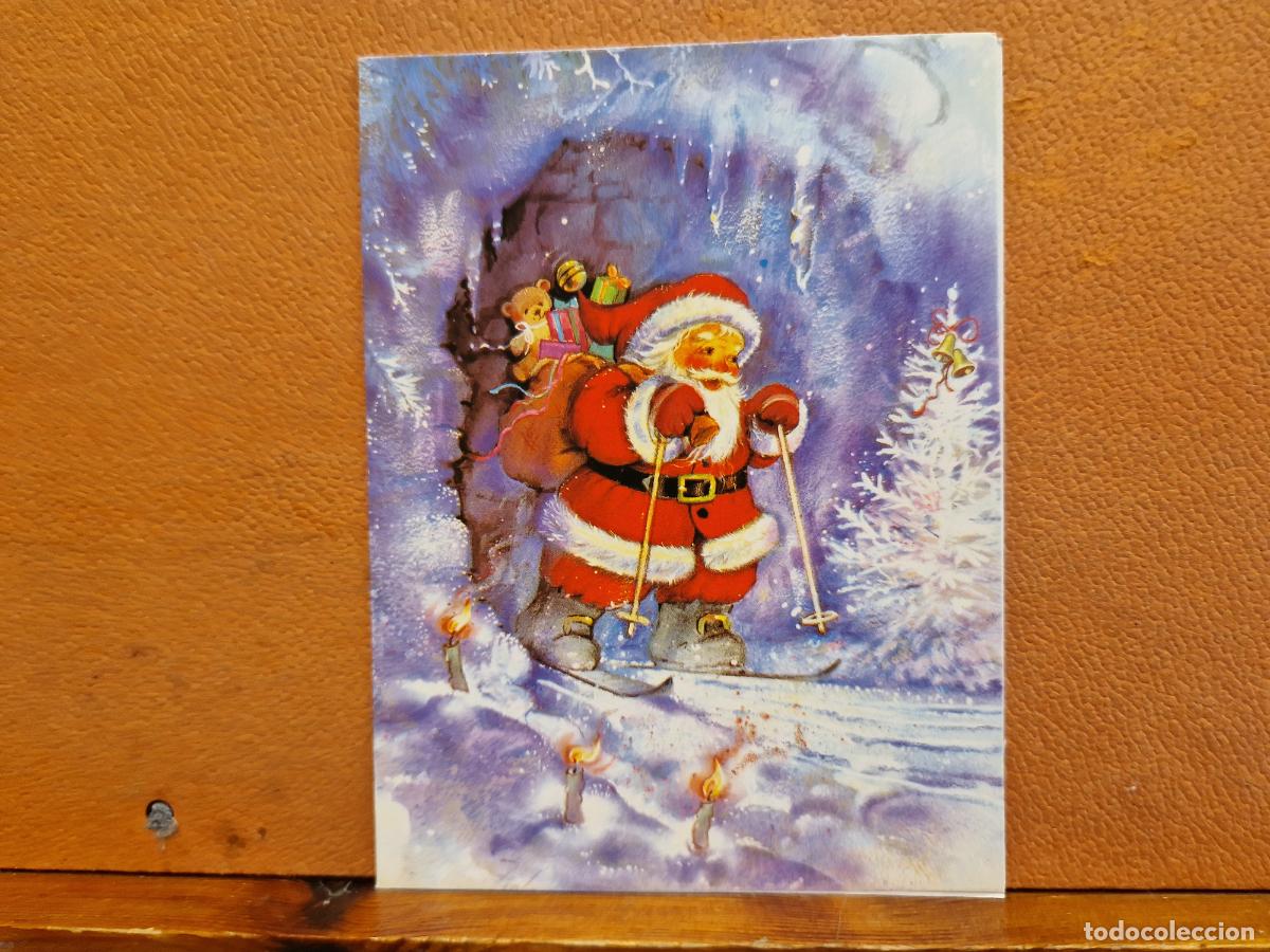 Postales: BONITA POSTAL DE NAVIDAD CIRCULADA. DIPTICO. PAP&Aacute; NOEL