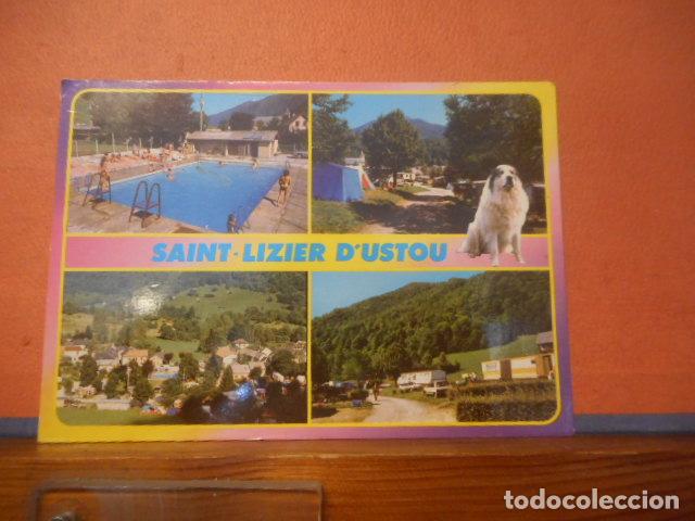 Cartoline: BONITA POSTAL CIRCULADA. SAINT LIZIER D'USTOU. LE CAMPING AVEC SA PISCINE. LE VILLAGE
