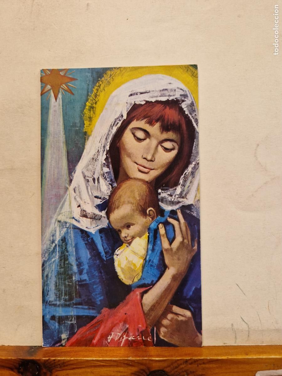 Postais: BONITA POSTAL DE NAVIDAD CIRCULADA. DIPTICO. PINTURA JESUS, MARIA