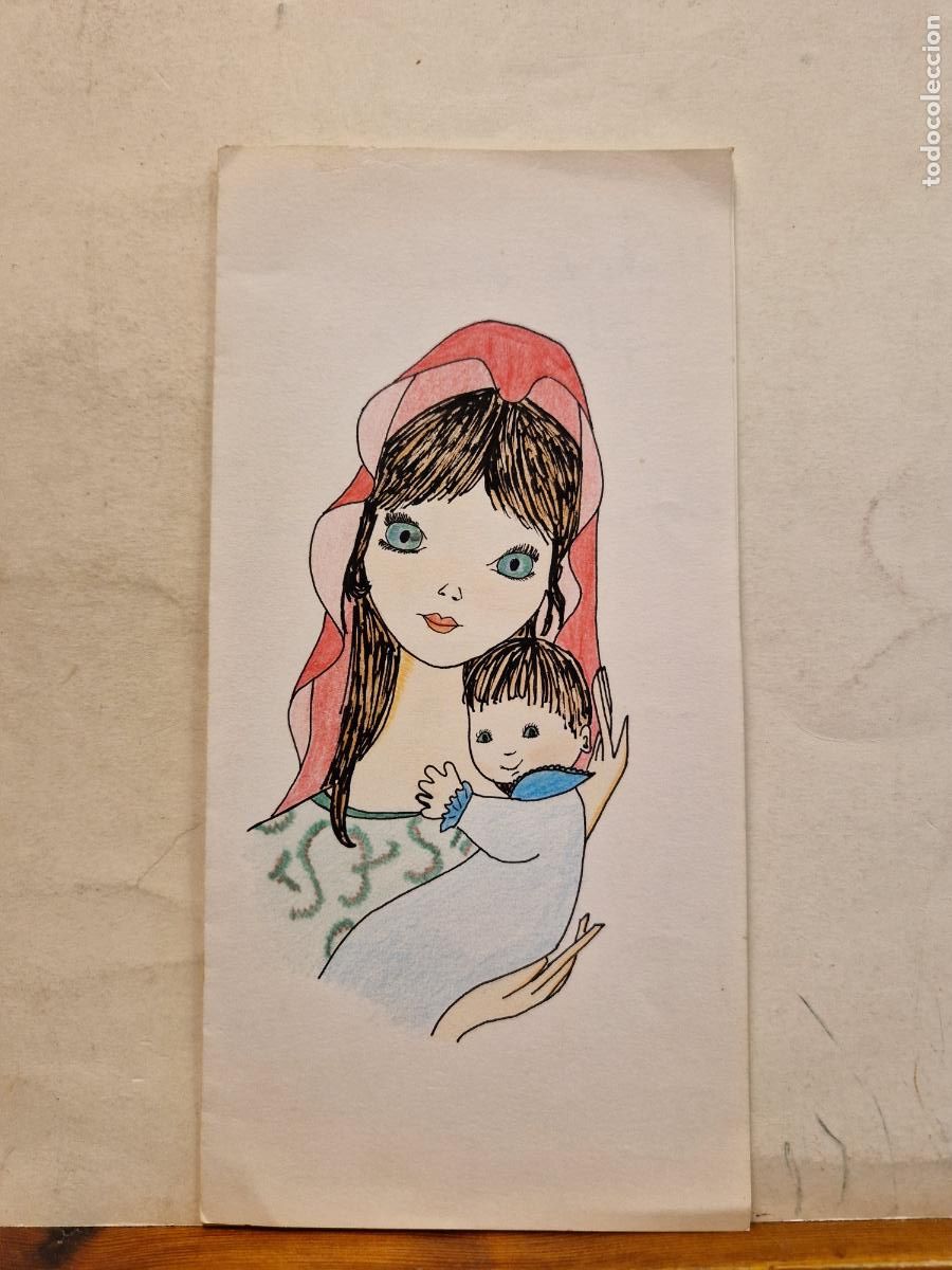 Postales: BONITA POSTAL DE NAVIDAD CIRCULADA. DIPTICO. DIBUJO VIRGEN MARIA Y EL NI&Ntilde;O JESUS