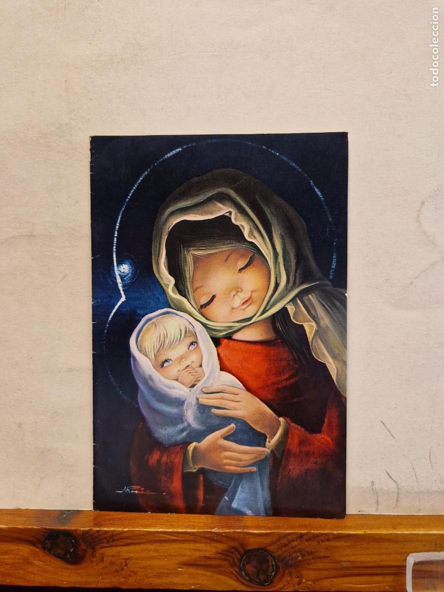 Postales: BONITA POSTAL DE NAVIDAD CIRCULADA. DIPTICO. VIRGEN MARIA Y EL NI&Ntilde;O JESUS