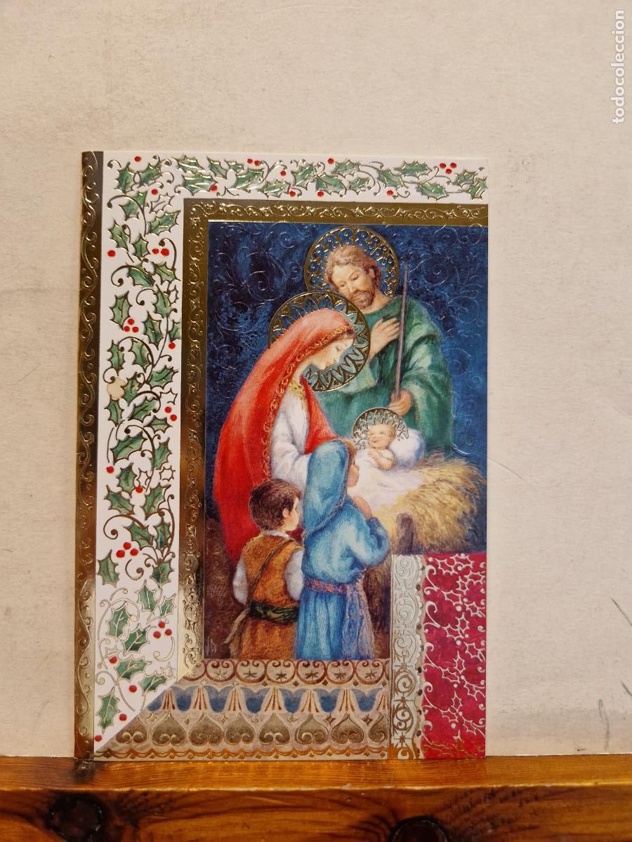 Postales: BONITA POSTAL DE NAVIDAD CIRCULADA. DIPTICO. NACIMIENTO NI&Ntilde;O JESUS