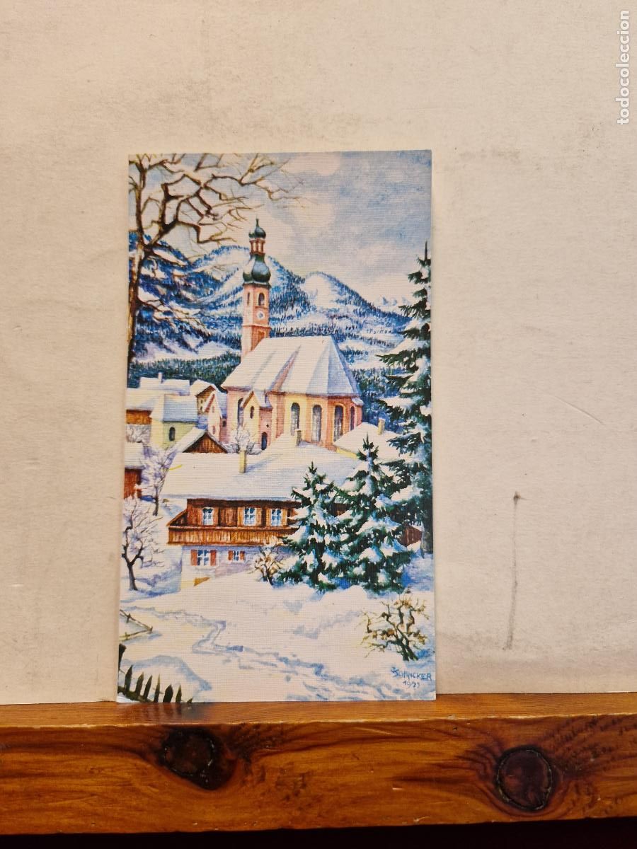 Postkarten: BONITA POSTAL DE NAVIDAD CIRCULADA. DIPTICO. NEVANDO
