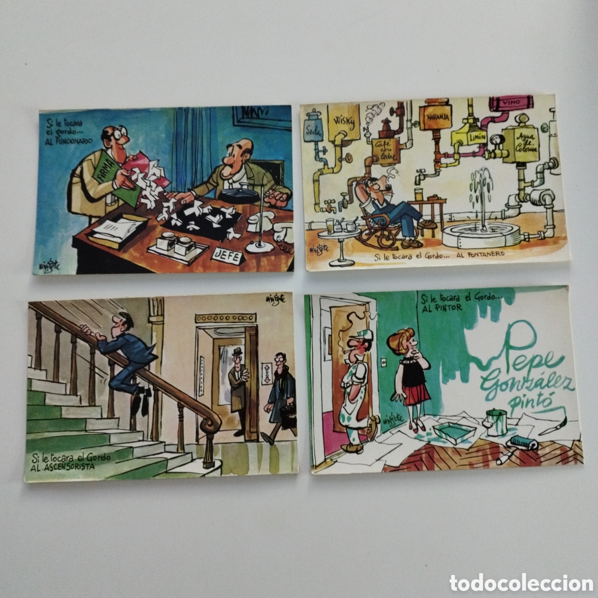 Postales: LOTE 4 POSTALES / MINGOTE / DIBUJOS HUMOR&Iacute;STICOS /