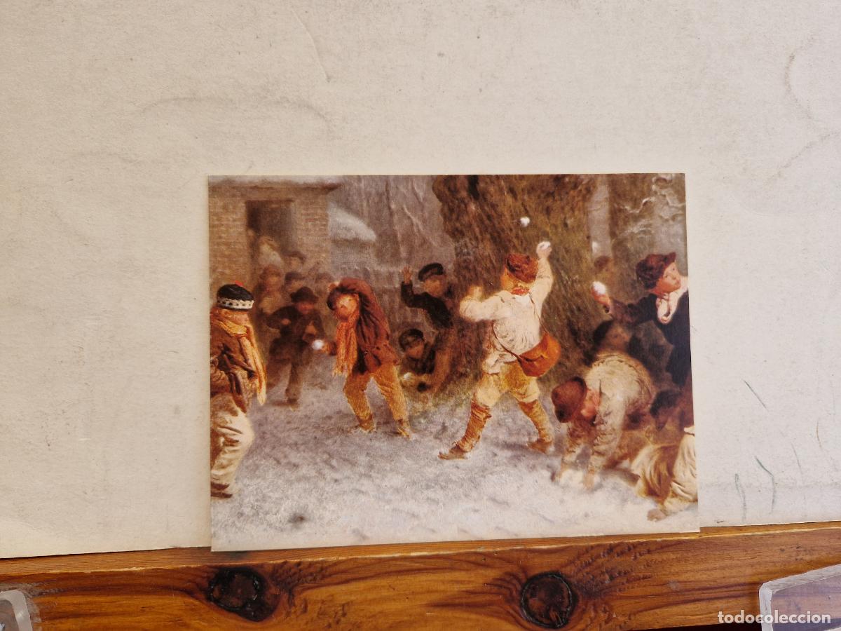 Postcards: BONITA POSTAL CIRCULADA. DIPTICO. NI&Ntilde;OS JUGANDO EN LA NIEVE