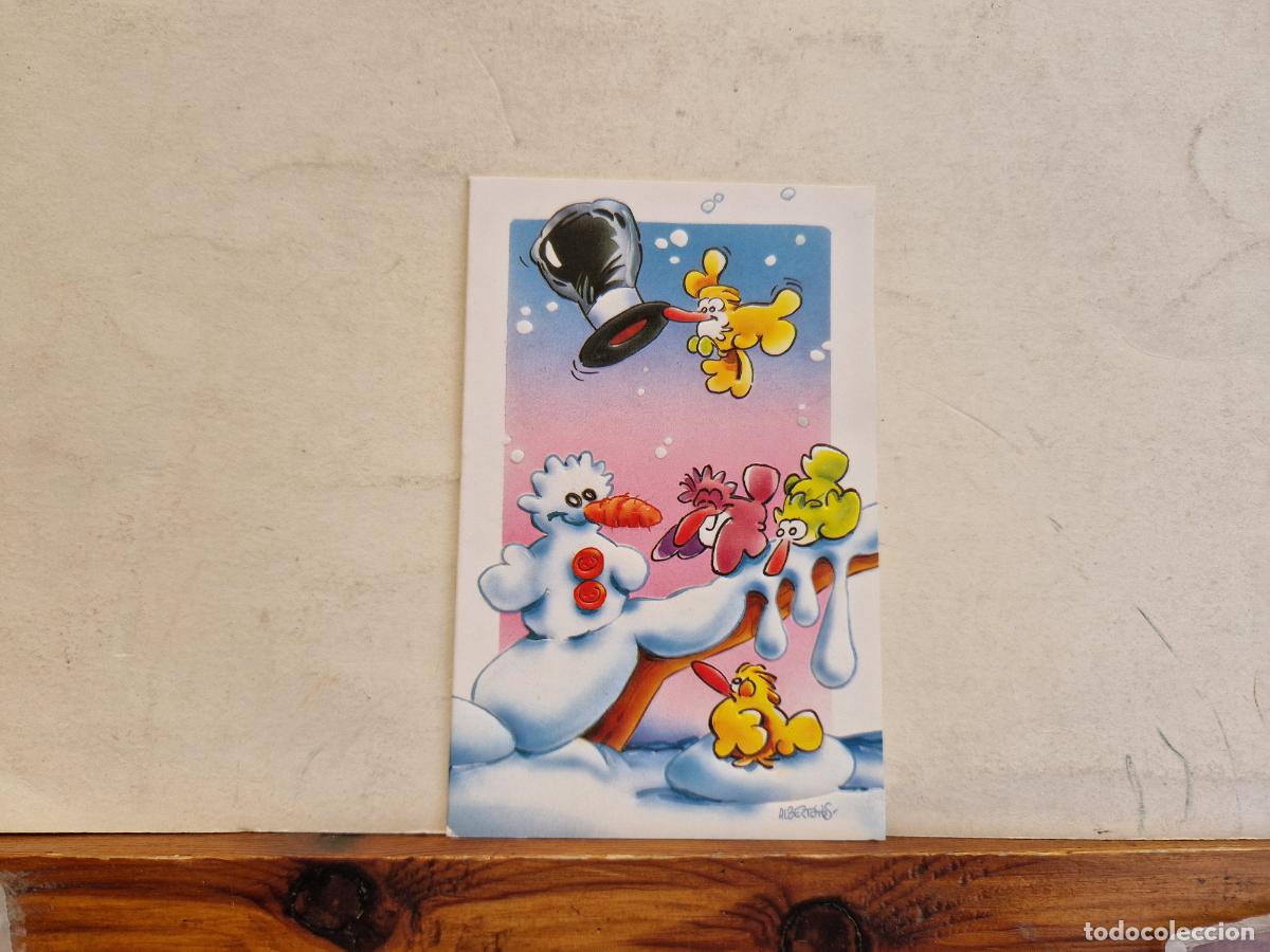 Postcards: BONITA POSTAL CIRCULADA. DIPTICO. MU&Ntilde;ECO DE NIEVE