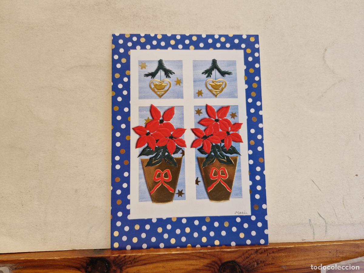 Postcards: BONITA POSTAL CIRCULADA. DIPTICO. FLORES NAVIDE&Ntilde;AS