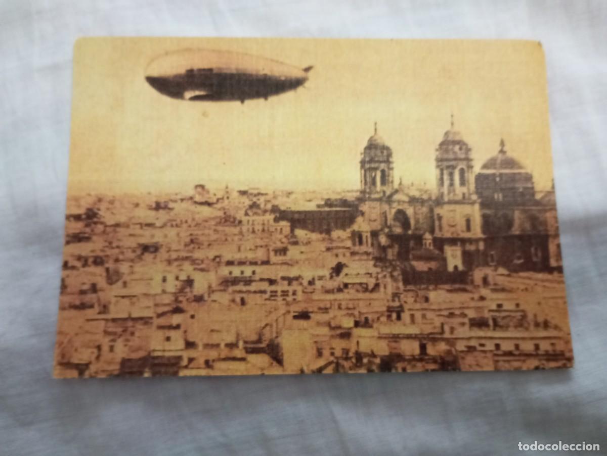 Postales: Postal facs&iacute;mil el gran Zeppelin volando C&aacute;diz - Foto 1