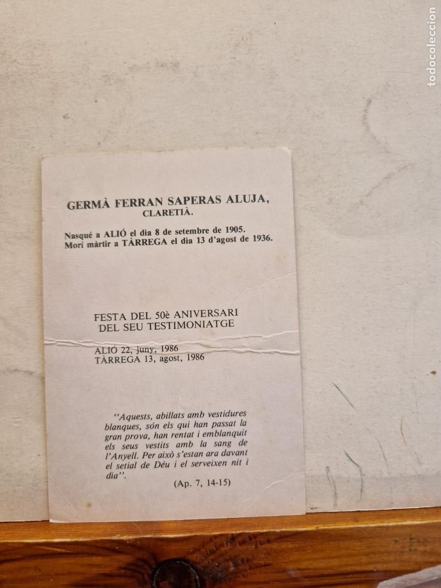 Postales: BONITO POSTAL CIRCULADA. GERM&Agrave; FERRAN SAPERAS ALUJA. - Foto 2