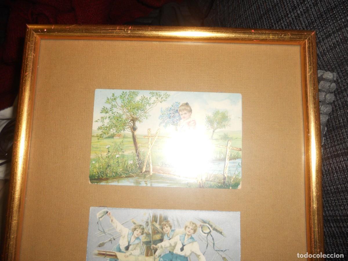Postales: ANTIGUO CUADRO CON 4 POSTALES ANTIGUAS - Foto 3