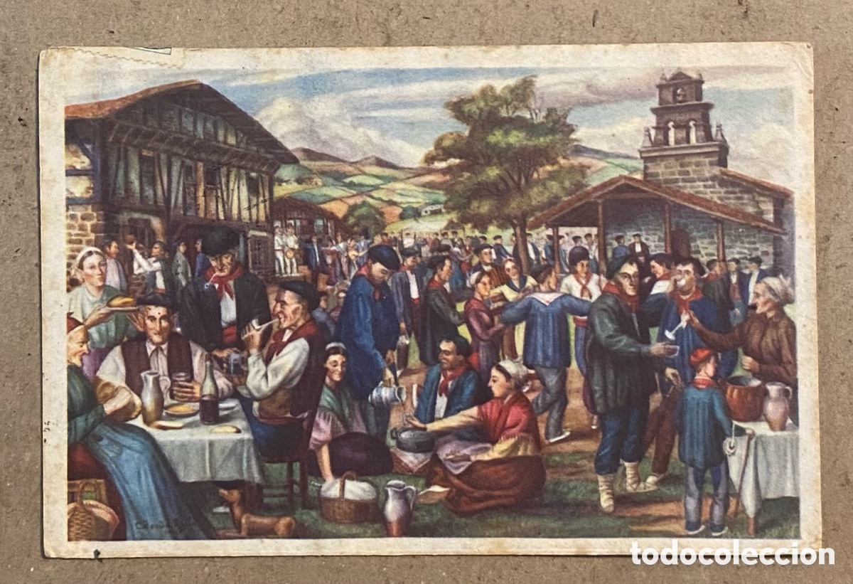 Postais: ESTAMPAS VASCAS N&deg; 10 LA ROMER&Iacute;A. POSTAL EN B/N CIRCULADA EN 1950.