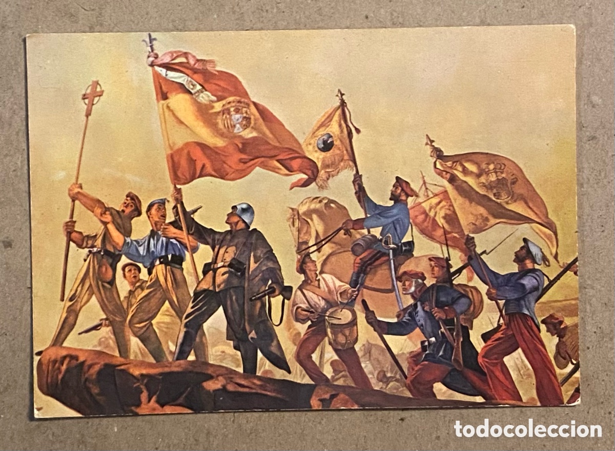 Cartes Postales: VOLUNTARIOS DE TRES GUERRAS MURAL DE STOLZ EN EL MONUMENTO A LOS MUERTOS EN LA CRUZADA. POSTAL