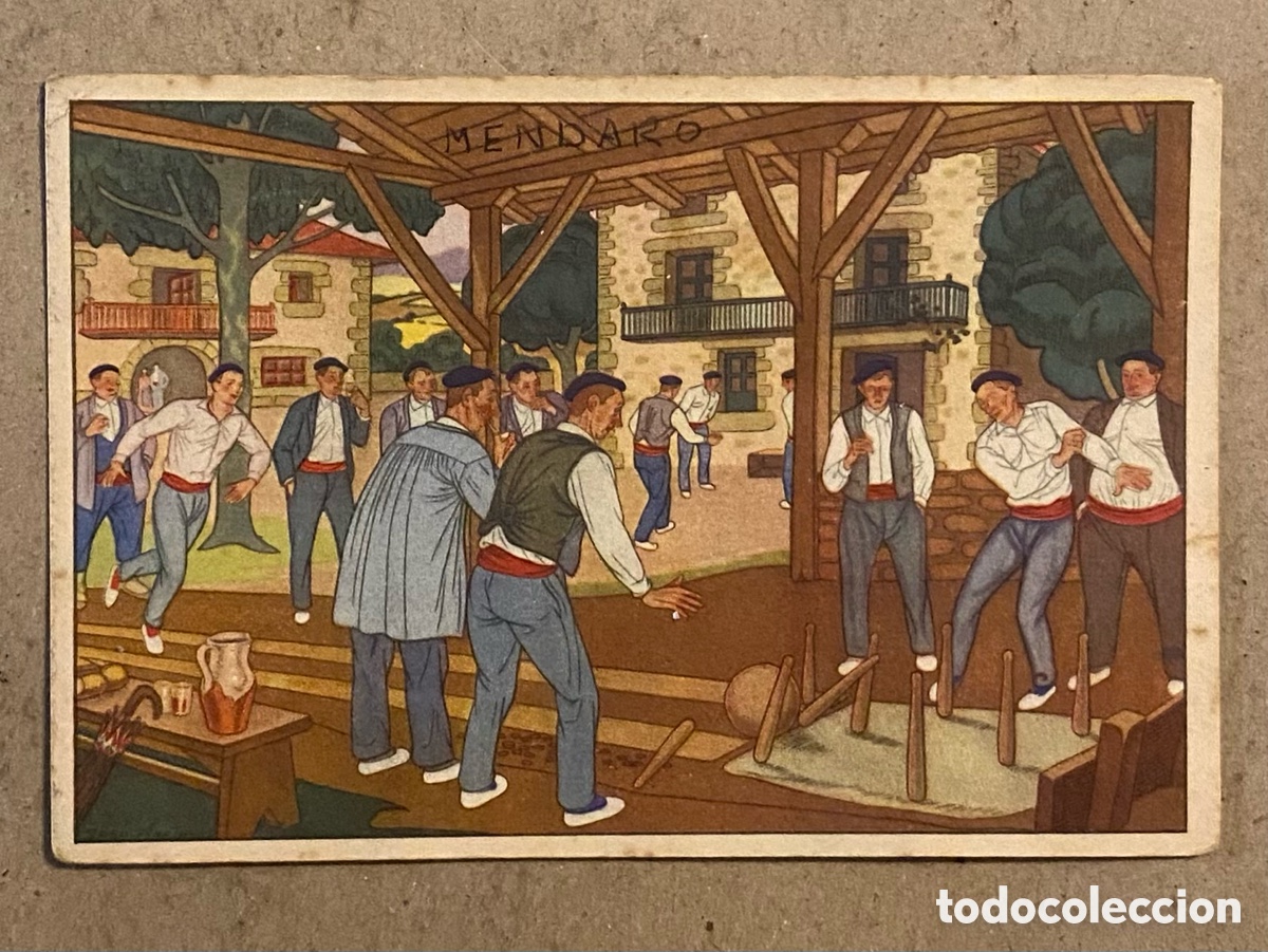 Postais: POSTALES VASCAS N&deg; 6 DIBUJOS DE JOS&Eacute; ARR&Uacute;E. POSTAL CIRCULADA EN 1949.