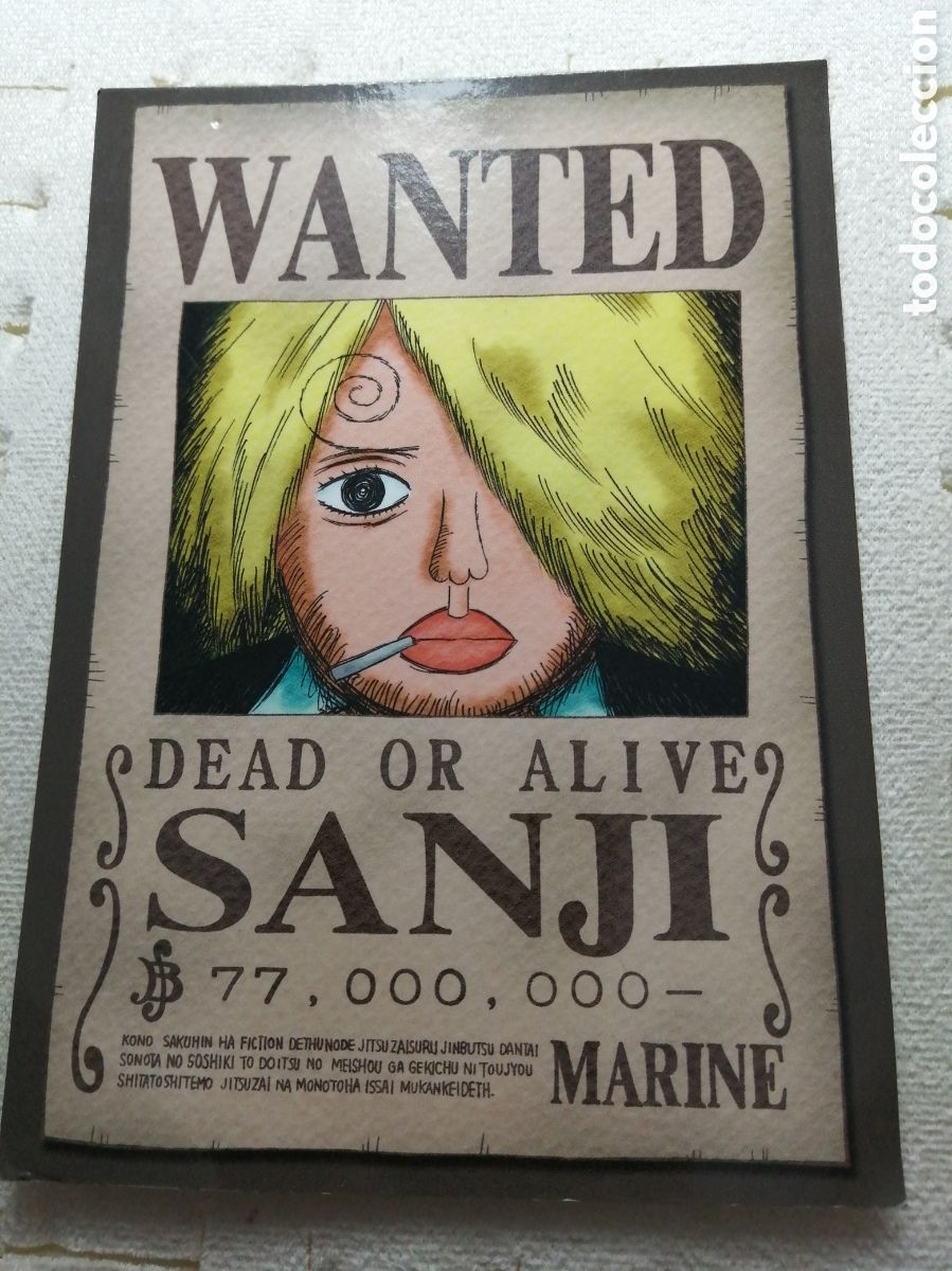 Postales: POSTAL SANJI ONEPIECE ONE PIECE CARTEL WANTED DEAD OR ALIVE MARINE TOEI ANIMATION ABYSTYLE SALVAT