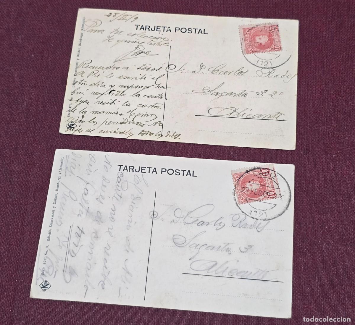 Postales: Lote 2 Tarjetas Postales circuladas C&aacute;diz 1909 - Foto 4