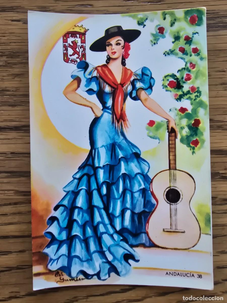 Postales: Postal Antigua Traje Tipico Regional firma Elsi Gumier